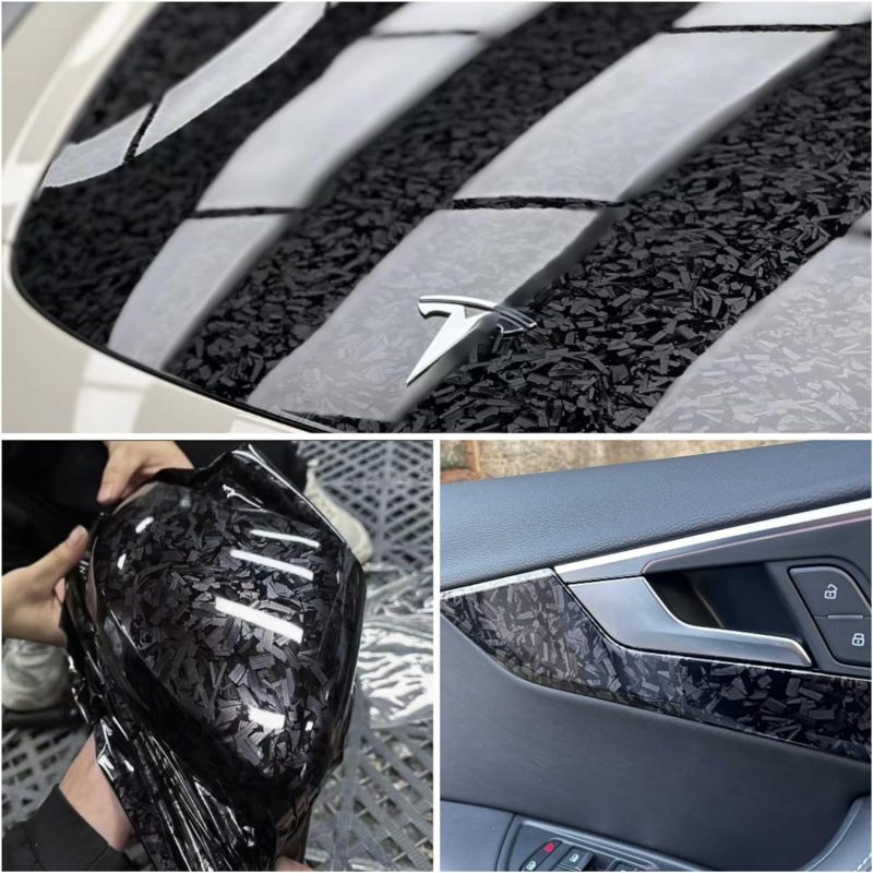 Gloss Carbon Fiber Forging Black Vinyl Wrap