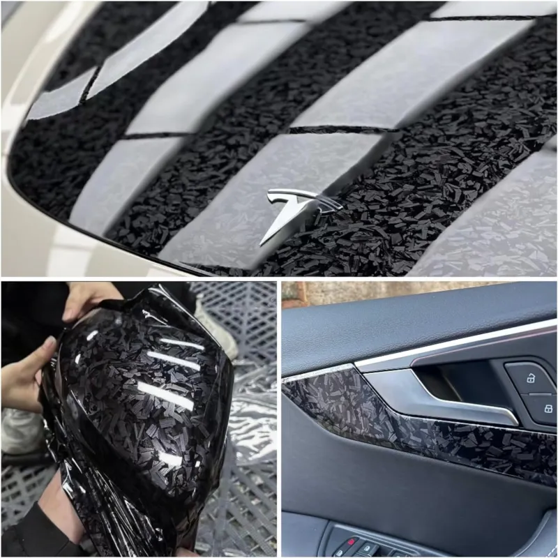 Gloss Carbon Fiber Forging Black Vinyl Wrap