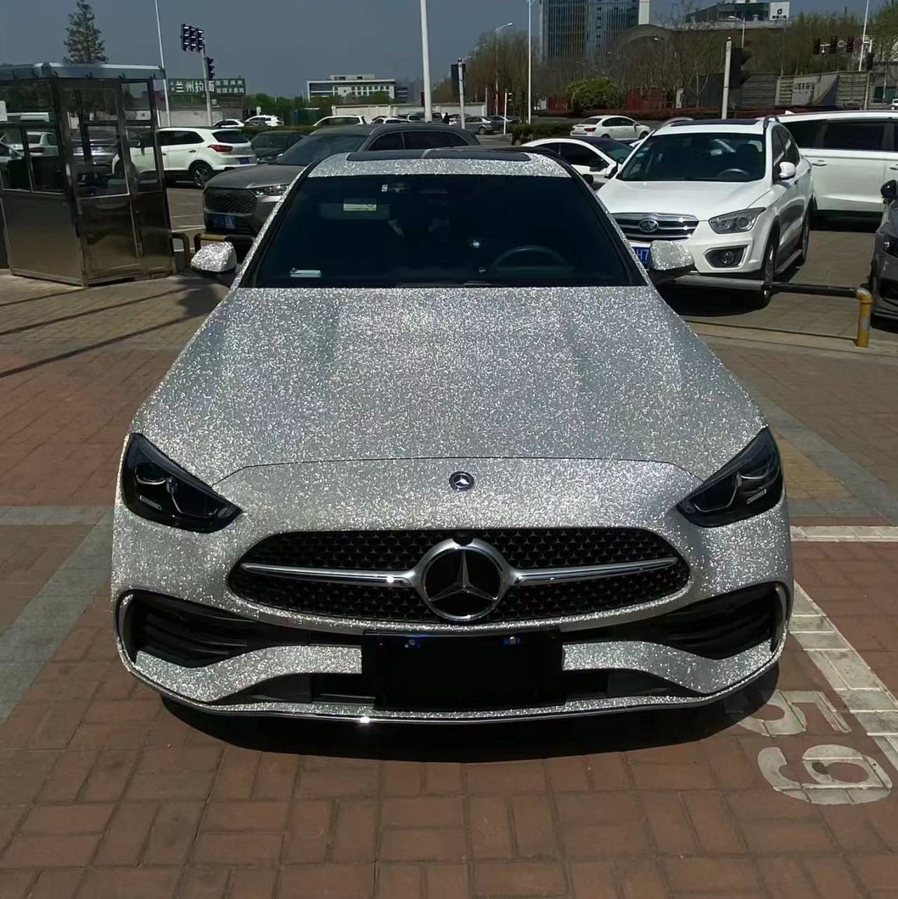 Ravoony Plus Super Glitter Silver Car Vinyl Wrap