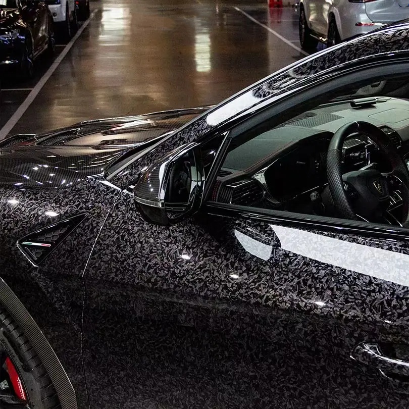 Ravoony Basic PET Gloss Carbon Fiber Forging Black Vinyl Wrap