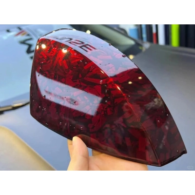 Ravoony Basic Glossy Carbon Fiber Forging Red Vinyl Car Wrap 02