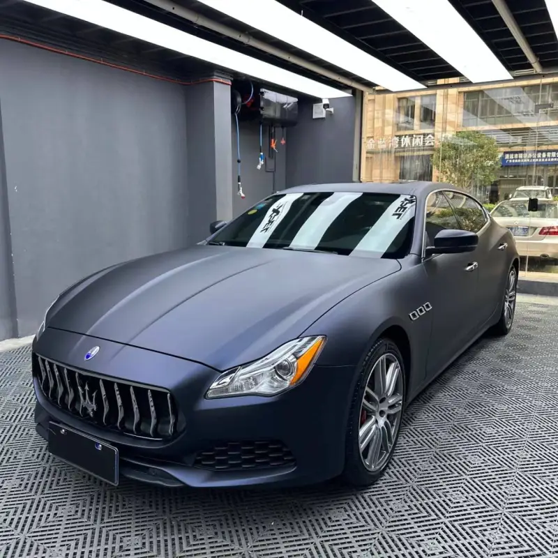 Ultra Matte Black Blue Car Vinyl Wrap