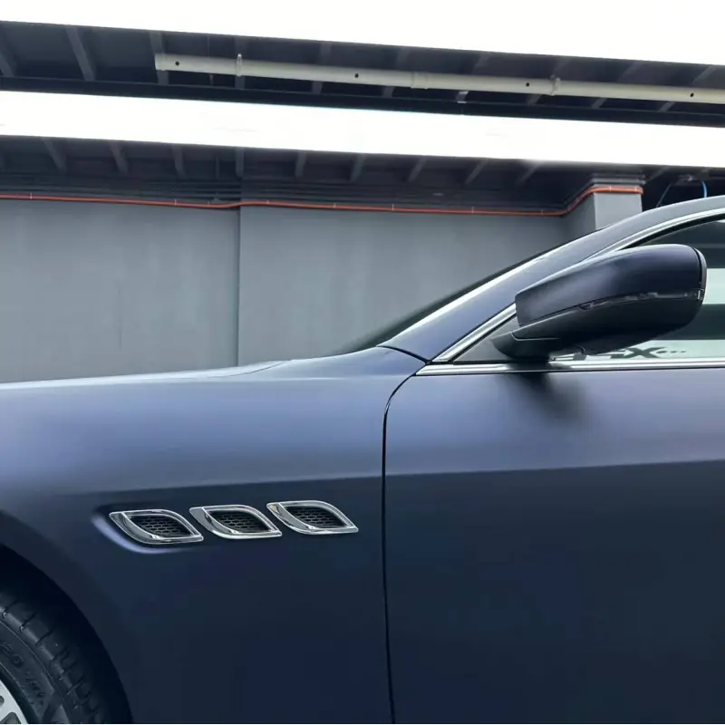 Ultra Matte Black Blue Car Vinyl Wrap
