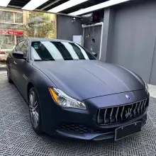Ultra Matte Black Blue Car Vinyl Wrap