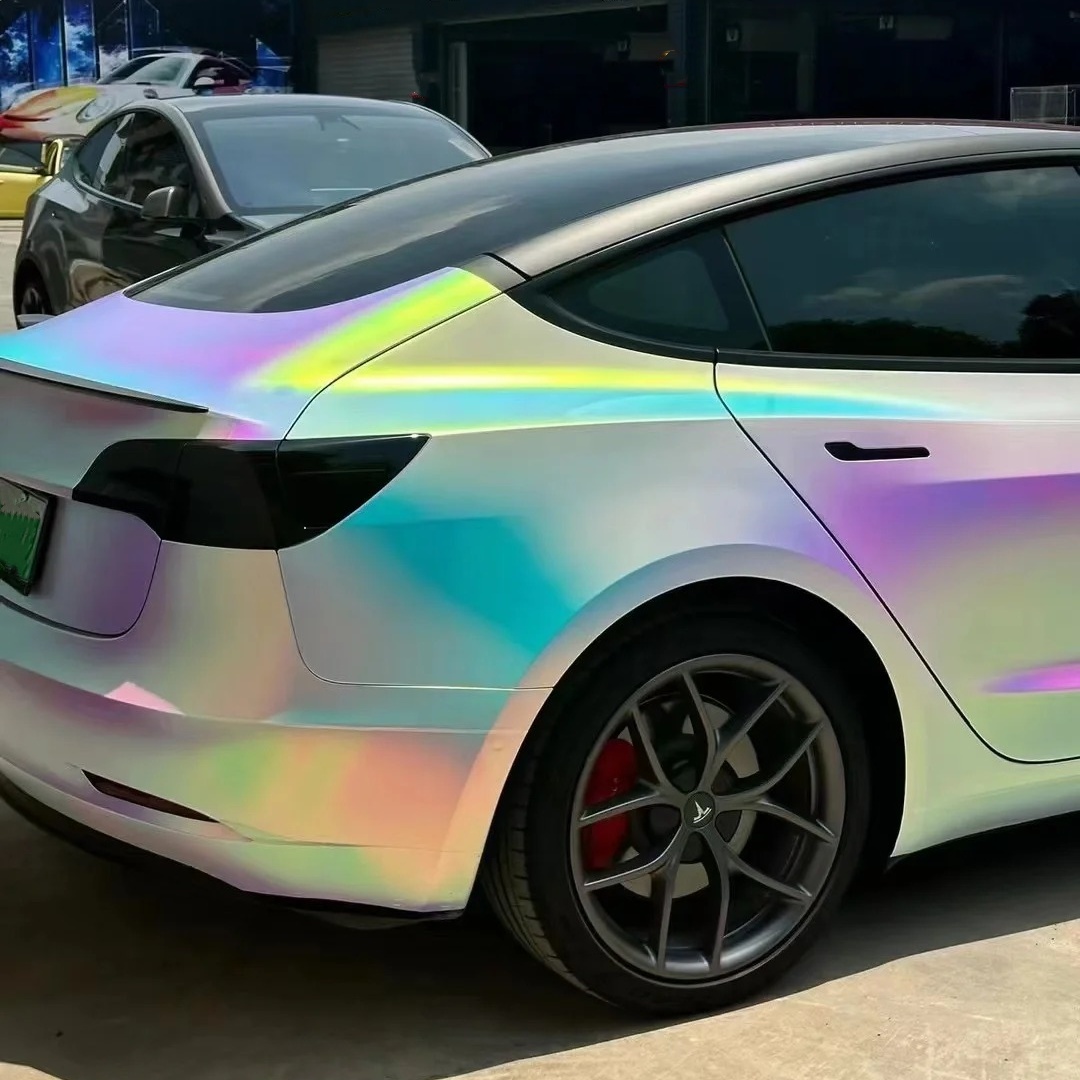 Ravoony Basic Matte Holographic Rainbow Neo Chrome Car Vinyl Wrap