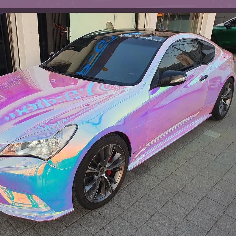 Ravoony Basic Super Gloss Holographic Rainbow Neo Chrome Car Vinyl Wrap