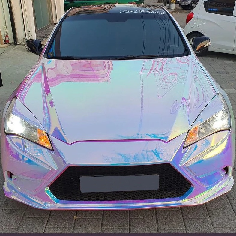 Ravoony Basic Super Gloss Holographic Rainbow Neo Chrome Car Vinyl Wrap