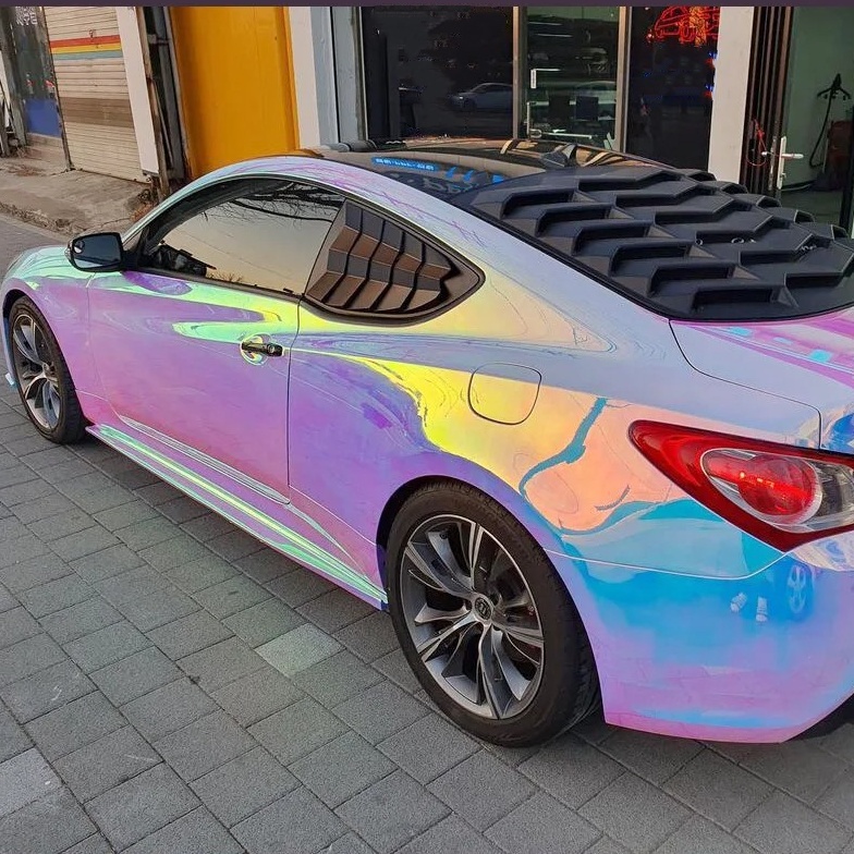 Ravoony Basic Super Gloss Holographic Rainbow Neo Chrome Car Vinyl Wrap