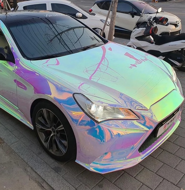Ravoony Basic Super Gloss Holographic Rainbow Neo Chrome Car Vinyl Wrap