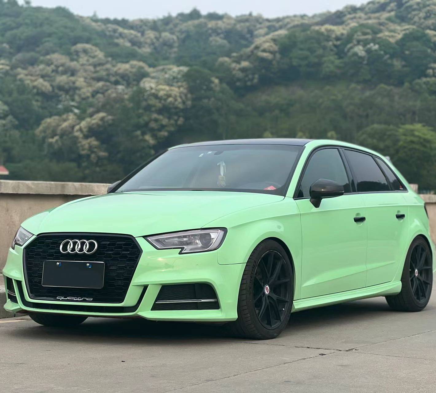 Ravoony Plus Ferrari Gloss Moss Green Vinyl Car Wrap