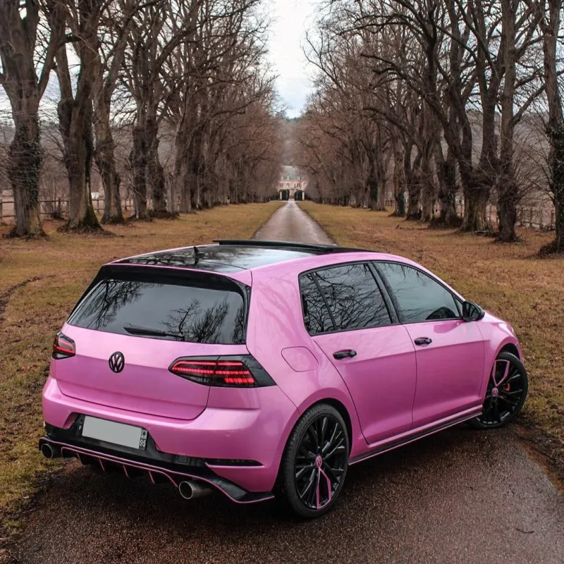 Glossy Laser Pink Car Vinyl Wrap
