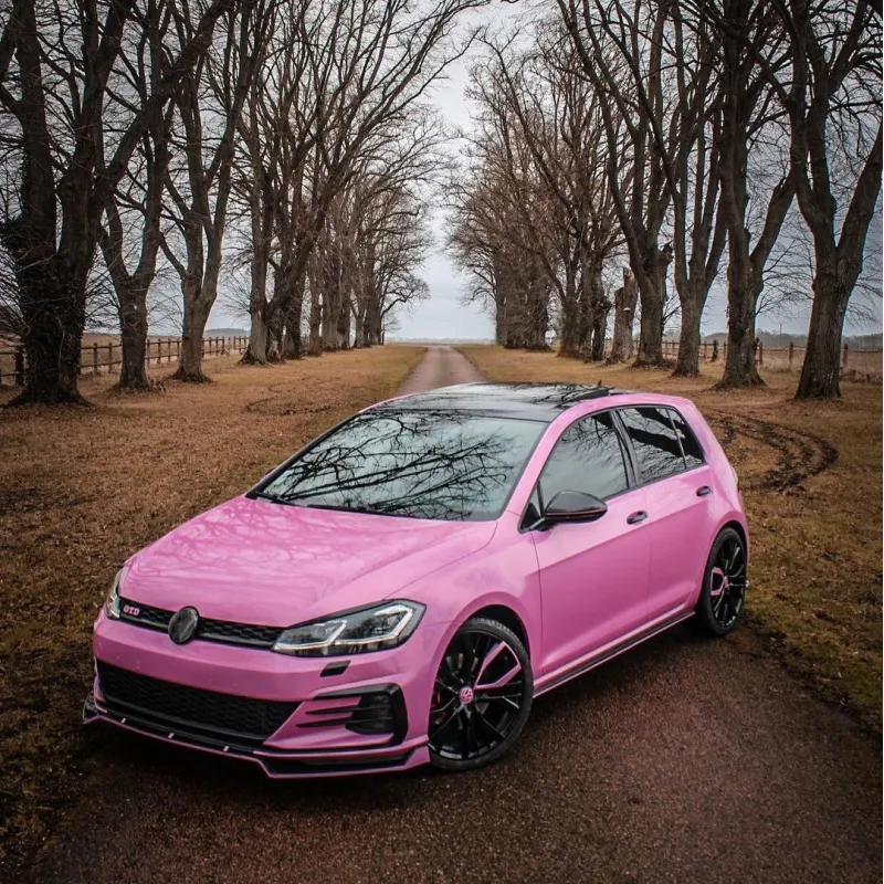 Glossy Laser Pink Car Vinyl Wrap