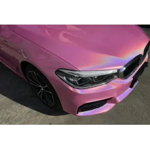Glossy Laser Pink Car Vinyl Wrap Two