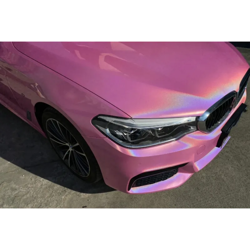 Glossy Laser Pink Car Vinyl Wrap Two