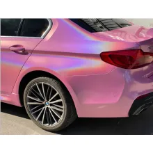 Glossy Laser Pink Car Vinyl Wrap Two