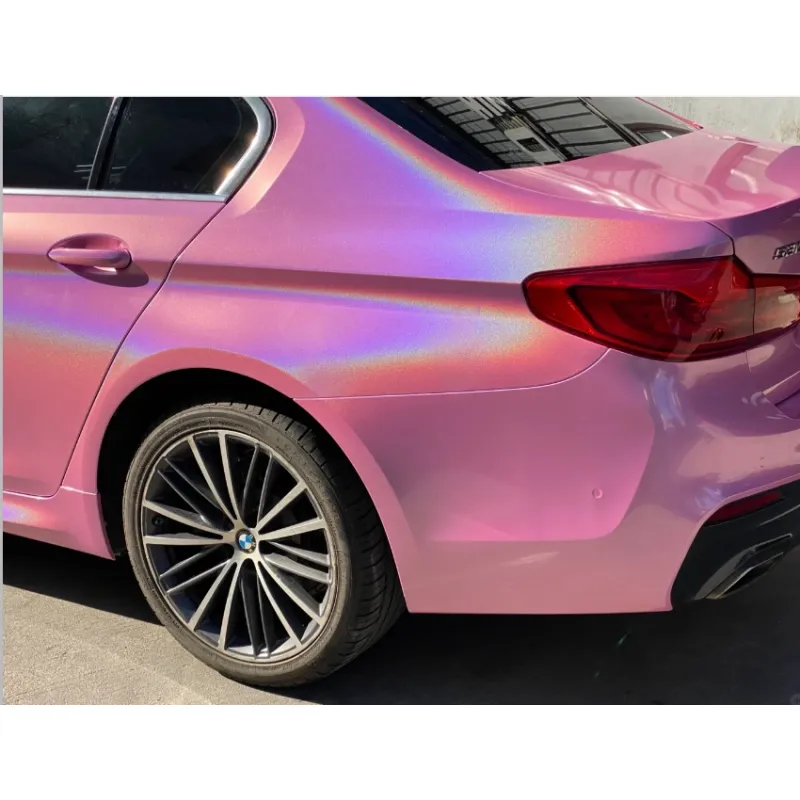 Glossy Laser Pink Car Vinyl Wrap Two