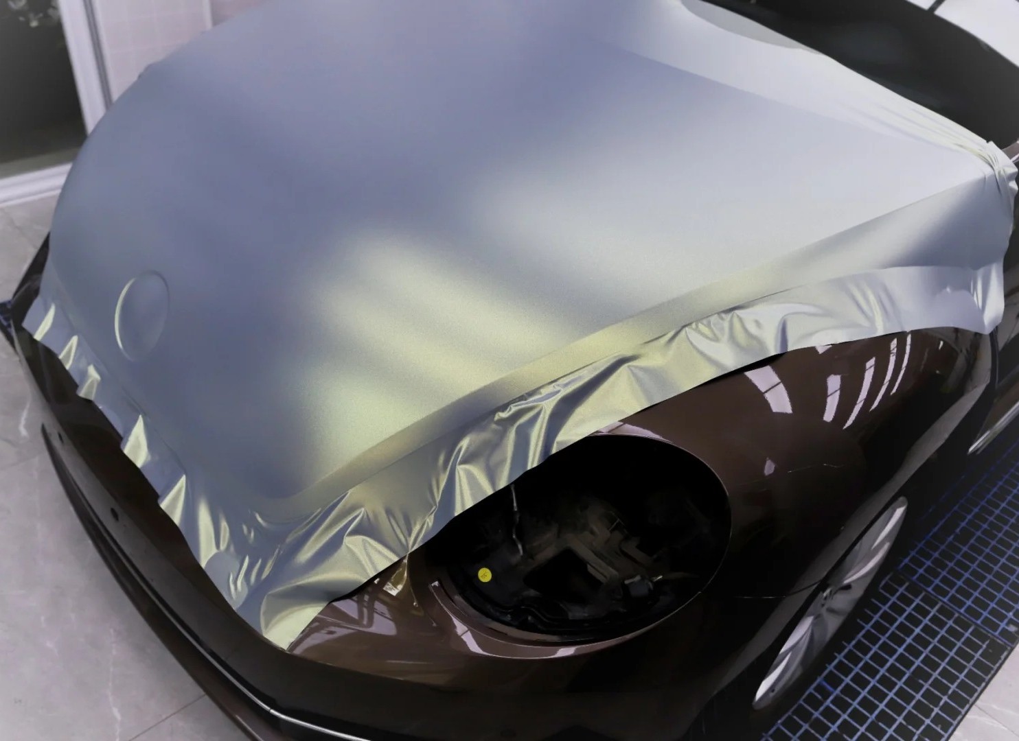 Ravoony Plus Matte Diamond Grey Gold Color Flip Car Wrap