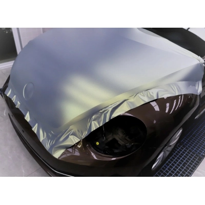 Ravoony Plus Matte Diamond Grey Gold Color Flip Car Wrap 02