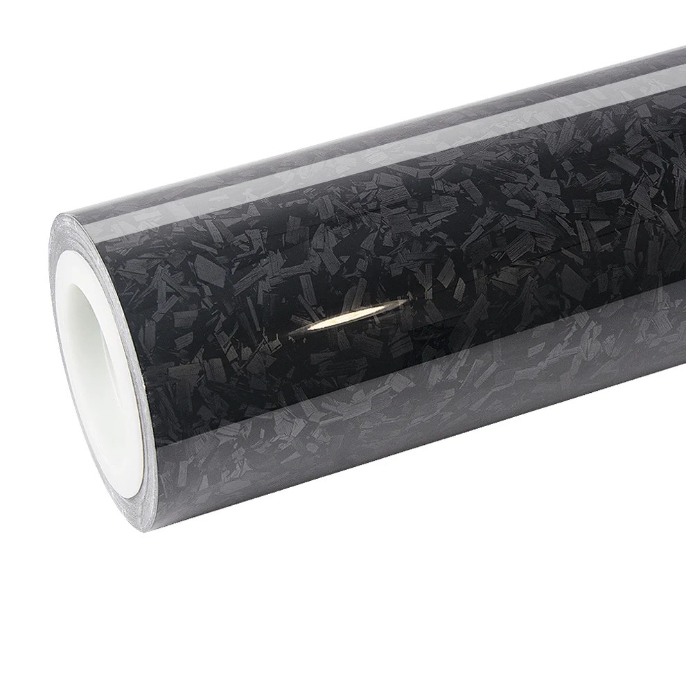 Ravoony Plus PET Gloss Carbon Fiber Forging Black Vinyl Wrap