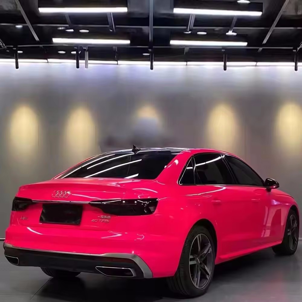 Ravoony Basic Glossy Fluorescent Pink Car Vinyl Wrap