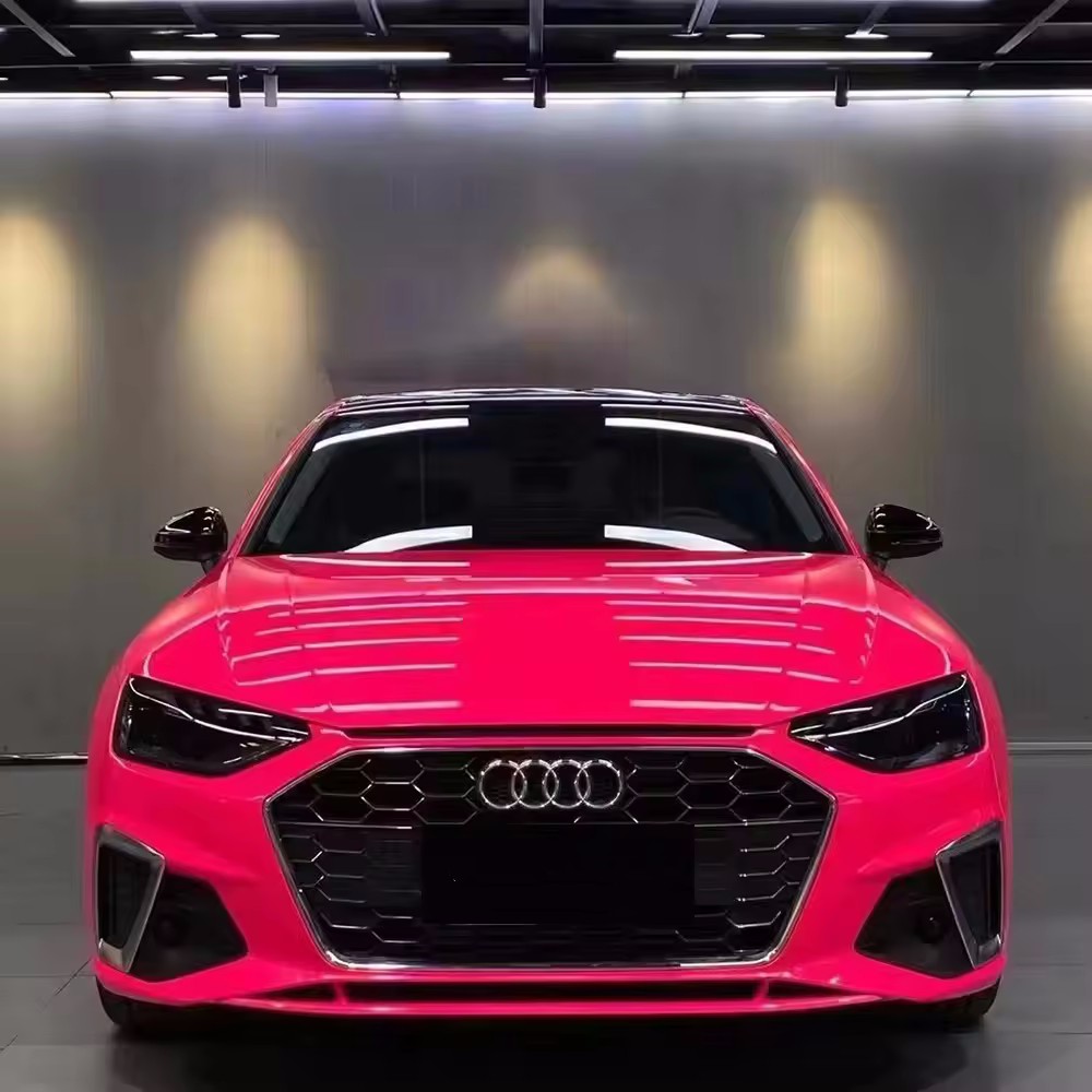 Ravoony Basic Glossy Fluorescent Pink Car Vinyl Wrap