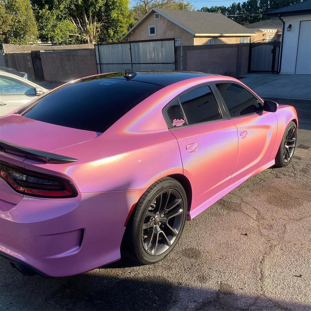 Ravoony Plus Glossy Laser Pink Car Vinyl Wrap