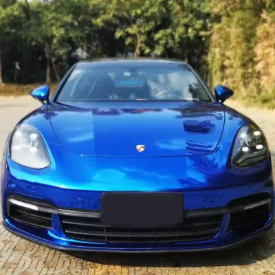Ravoony Plus Glossy Chrome Blue Car Vinyl Wrap 02