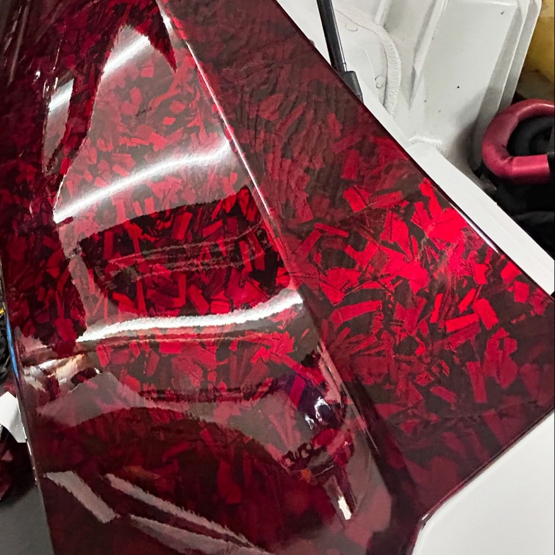 Ravoony Plus Glossy Carbon Fiber Forging Red Vinyl Car Wrap