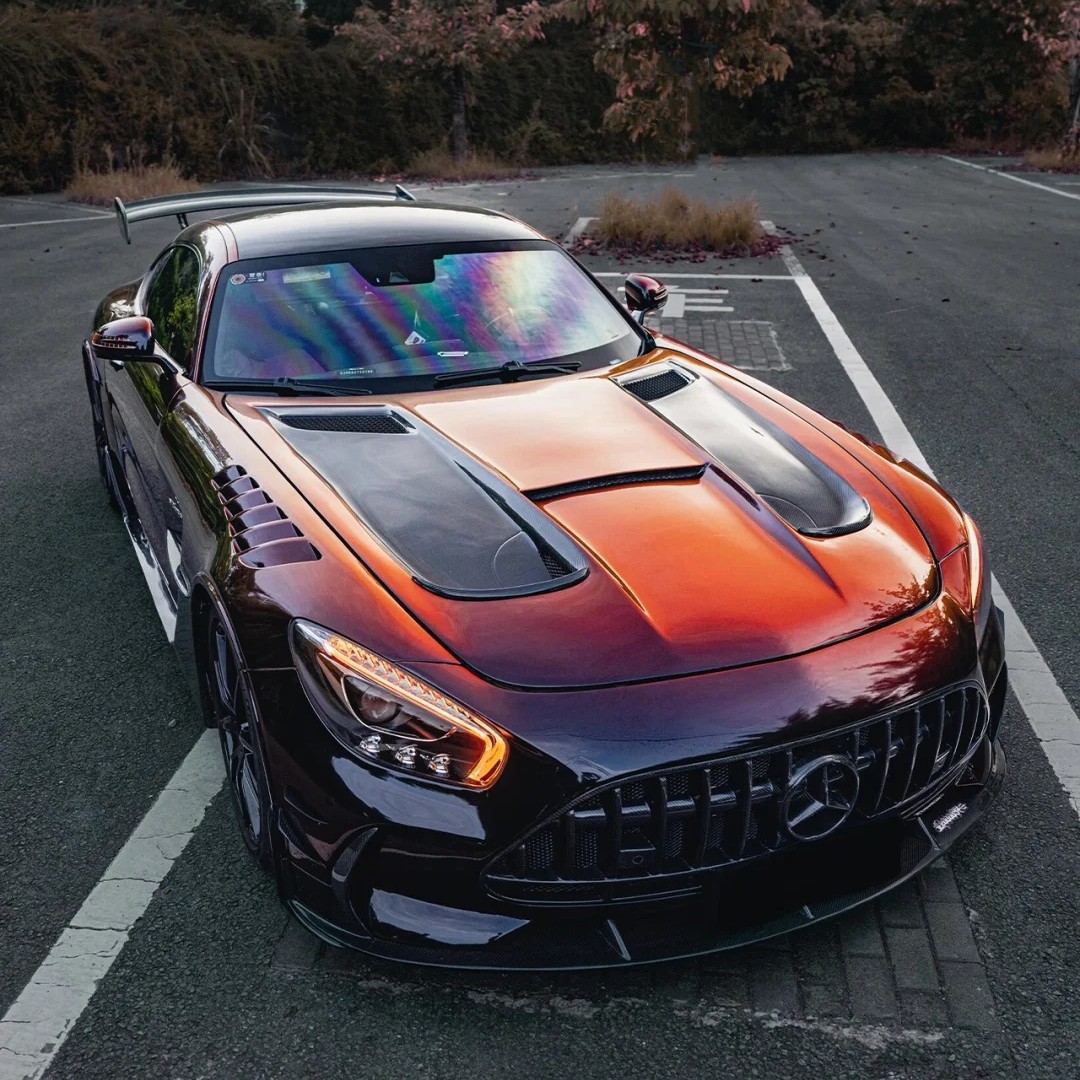 Ravoony Plus PET Gloss Color Shift Rainbow Drift Black Red Vinyl Wrap