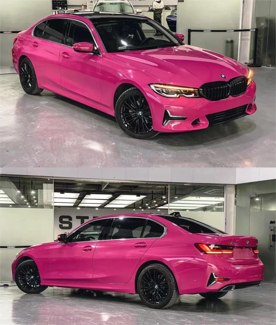 Ravoony Plus PET Glossy Crystal Rose Red Vinyl Car Wrap