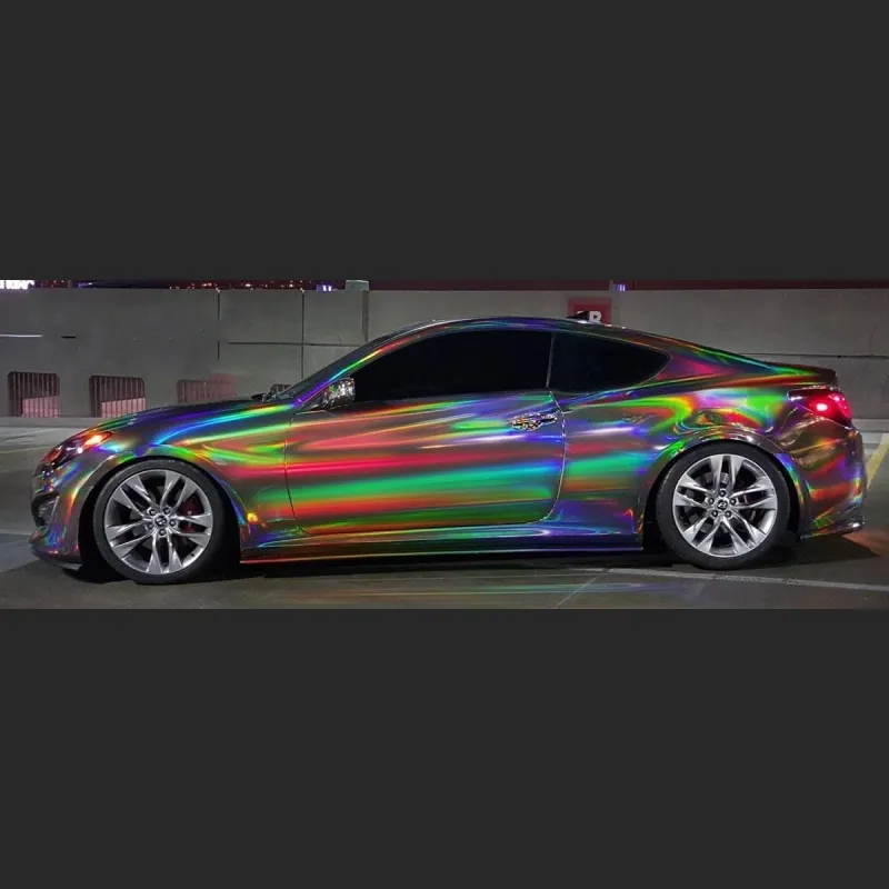 Ravoony Plus Gloss Holographic Rainbow Chrome Laser Black Car Vinyl Wrap