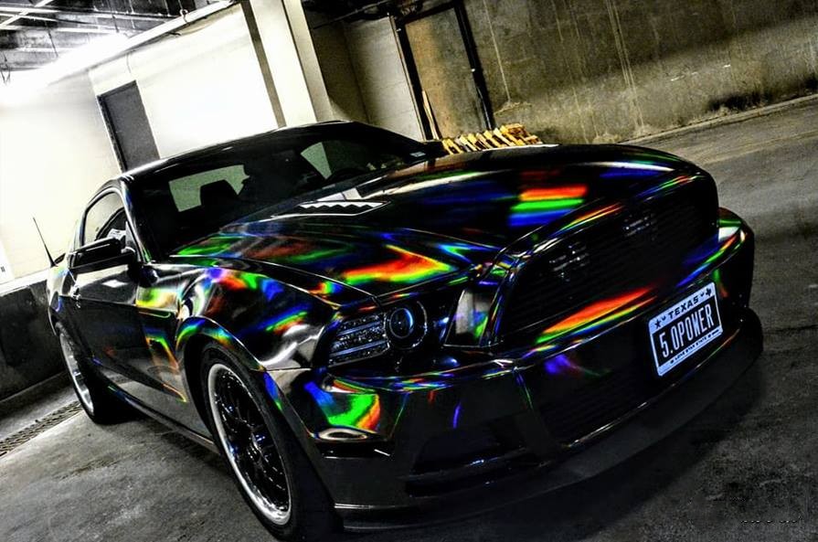 Ravoony Plus Gloss Holographic Rainbow Chrome Laser Black Car Vinyl Wrap