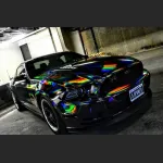 Ravoony Plus Gloss Holographic Rainbow Chrome Laser Black Car Vinyl Wrap