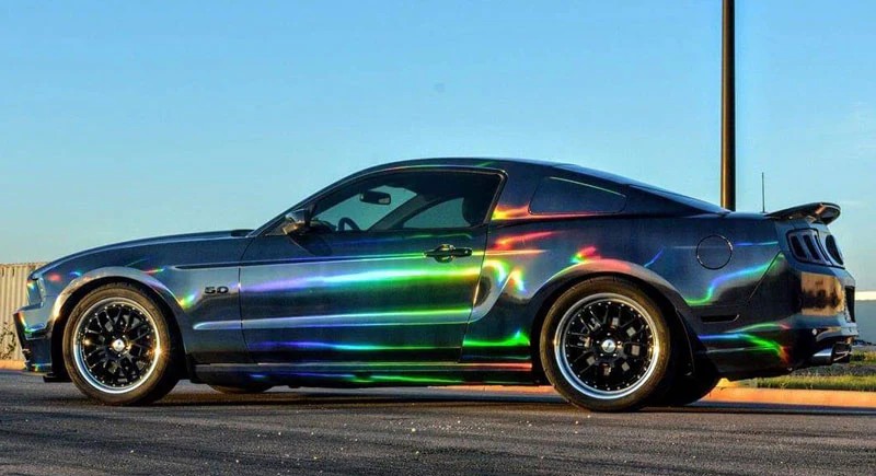 Ravoony Plus Gloss Holographic Rainbow Chrome Laser Black Car Vinyl Wrap