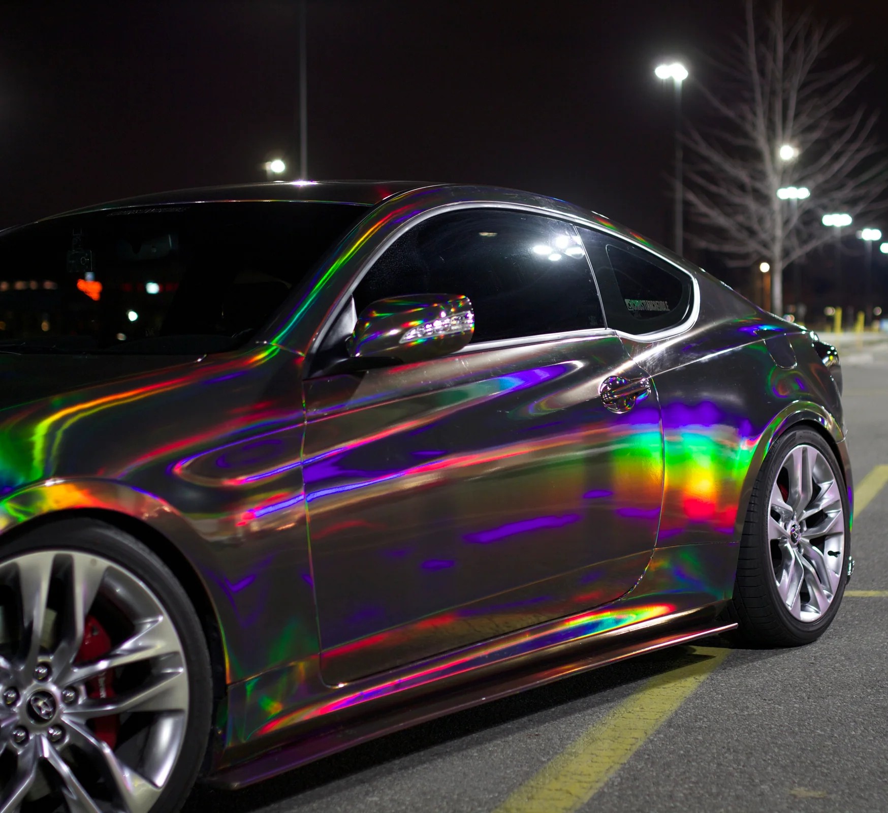 Ravoony Plus Gloss Holographic Rainbow Chrome Laser Black Car Vinyl Wrap