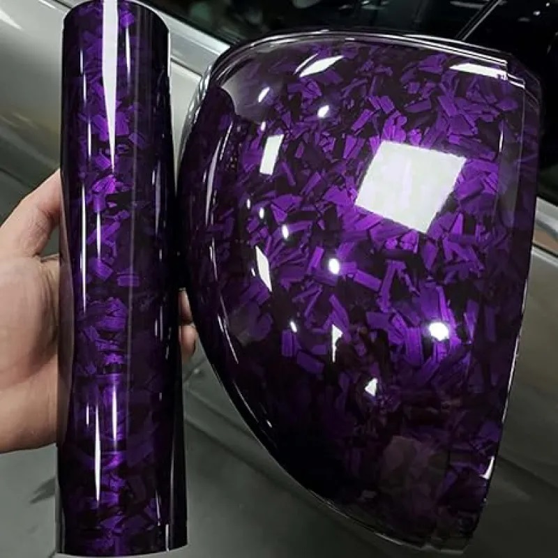 Ravoony Plus PET Glossy Carbon Fiber Forging Purple Car Wrap