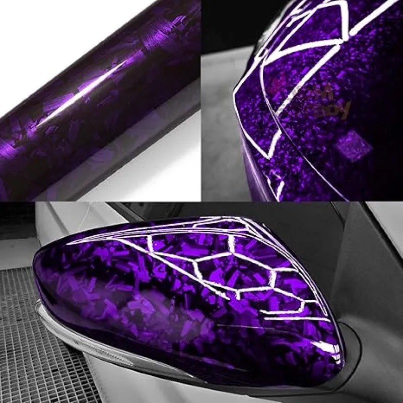 Ravoony Plus PET Glossy Carbon Fiber Forging Purple Car Wrap