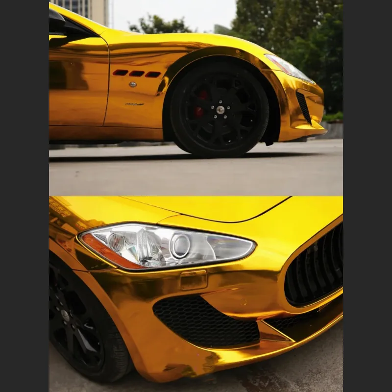 Ravoony Plus Yellow Gold Chrome Vinyl Car Wrap