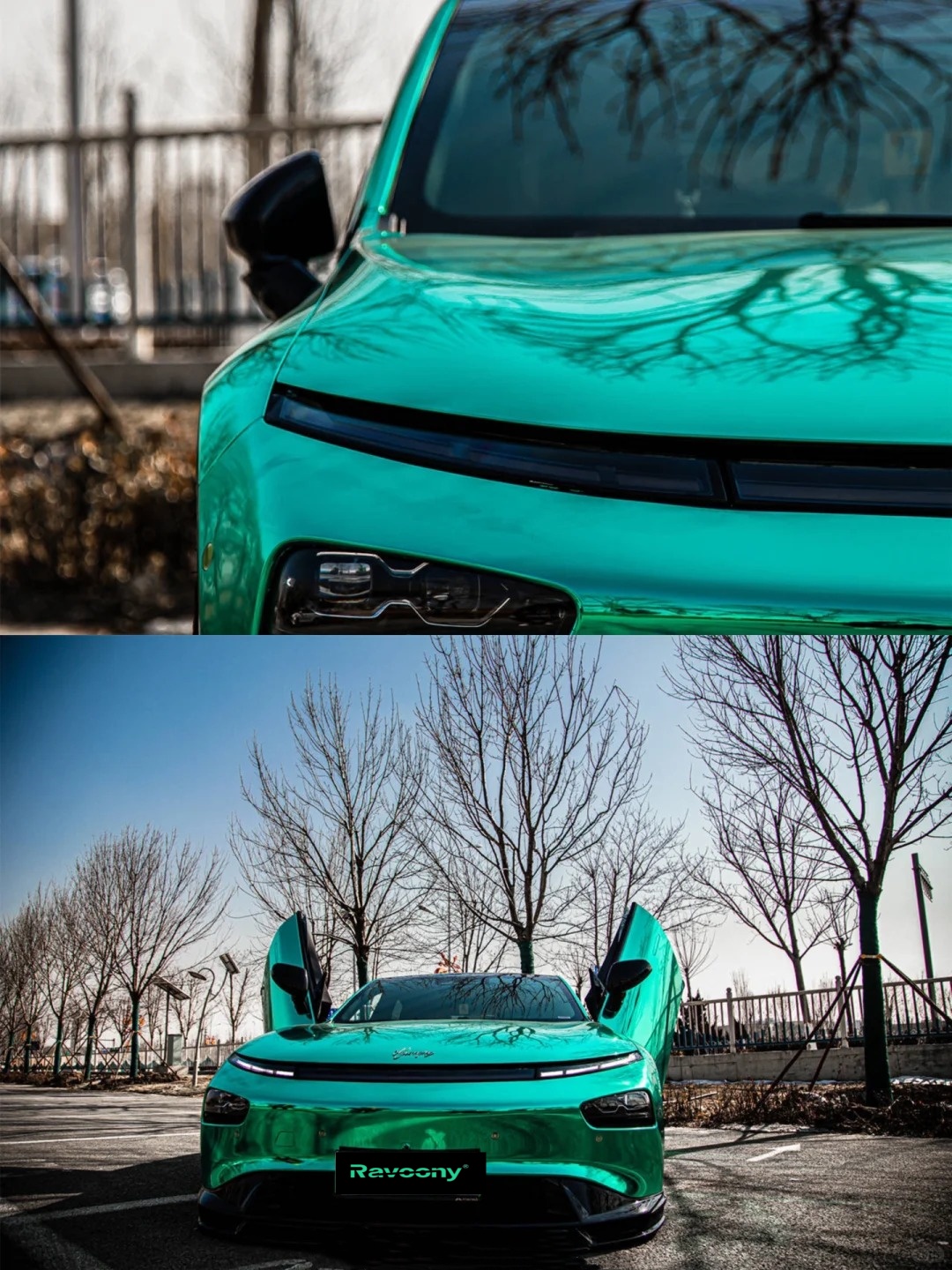 Ravoony Plus Glossy Chrome Mint Green Car Vinyl Wrap