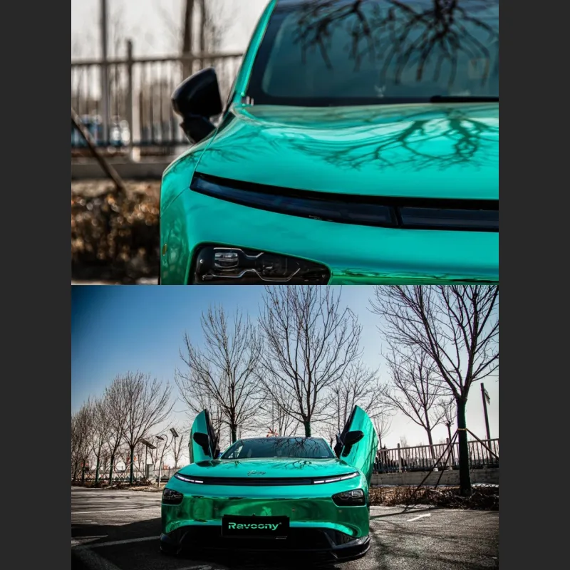 Ravoony Plus Glossy Chrome Mint Green Car Vinyl Wrap