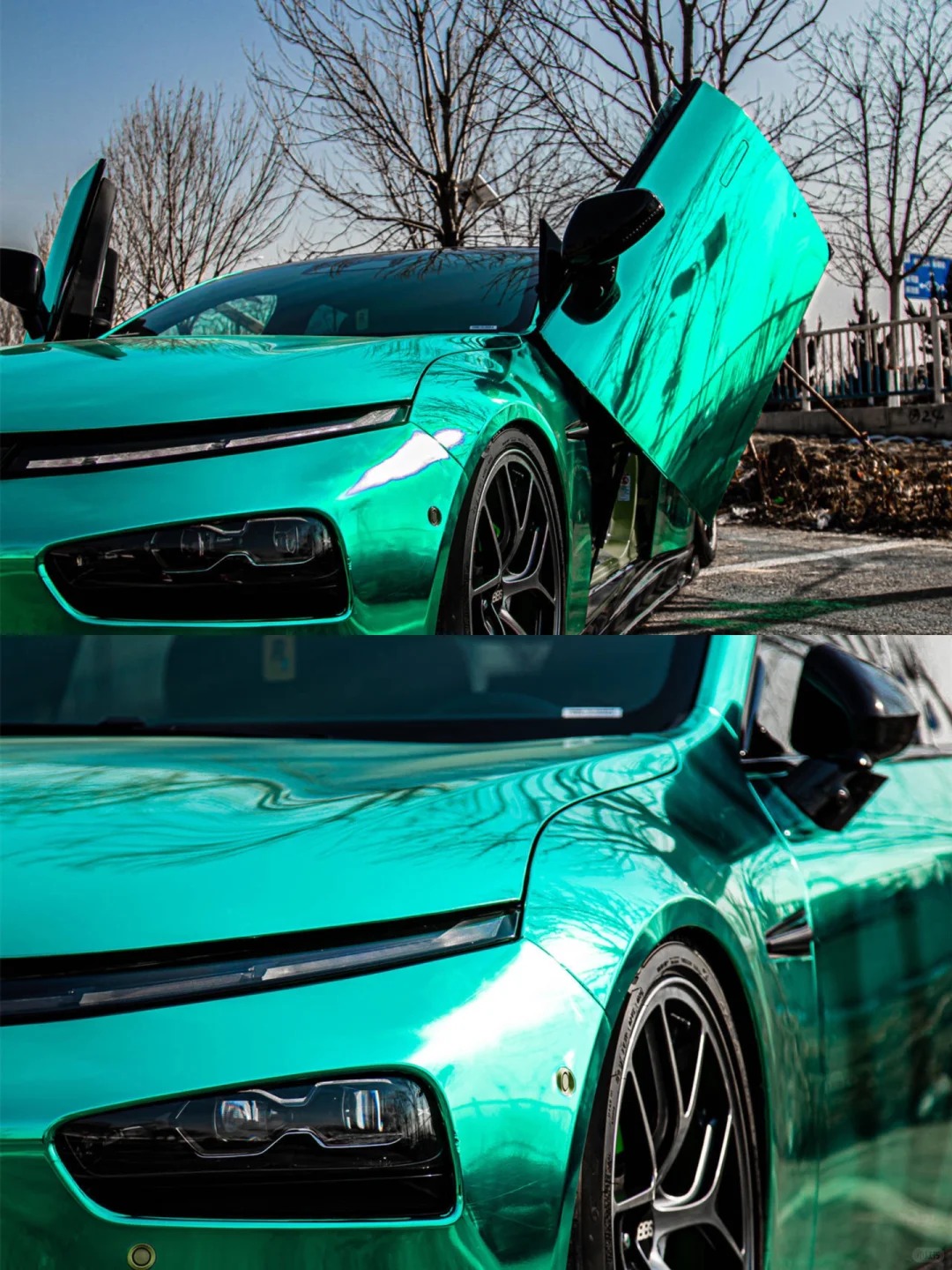 Ravoony Plus Glossy Chrome Mint Green Car Vinyl Wrap