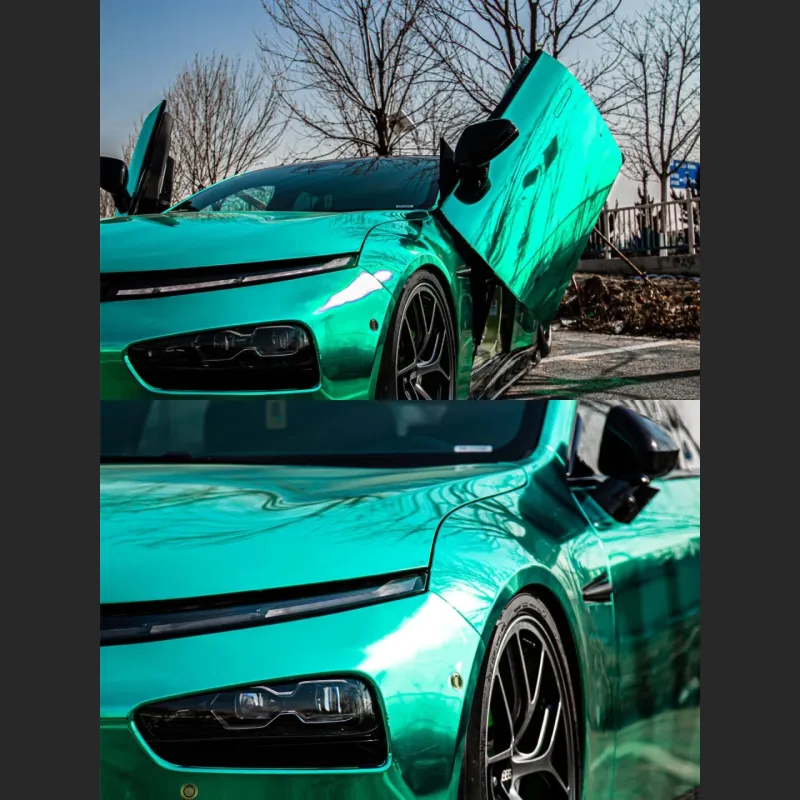 Ravoony Plus Glossy Chrome Mint Green Car Vinyl Wrap