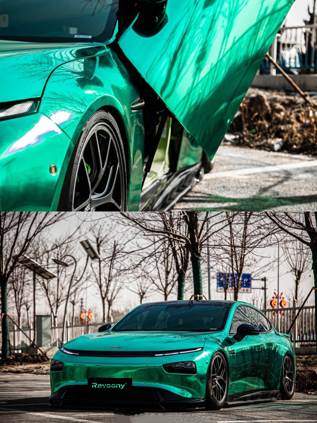 Ravoony Plus Glossy Chrome Mint Green Car Vinyl Wrap