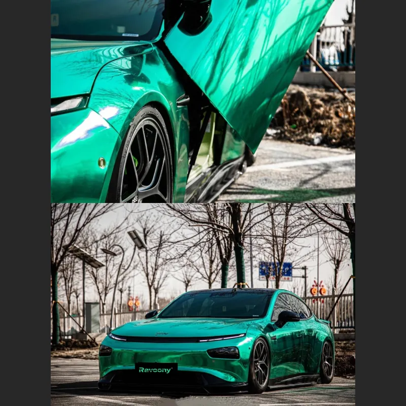 Ravoony Plus Glossy Chrome Mint Green Car Vinyl Wrap