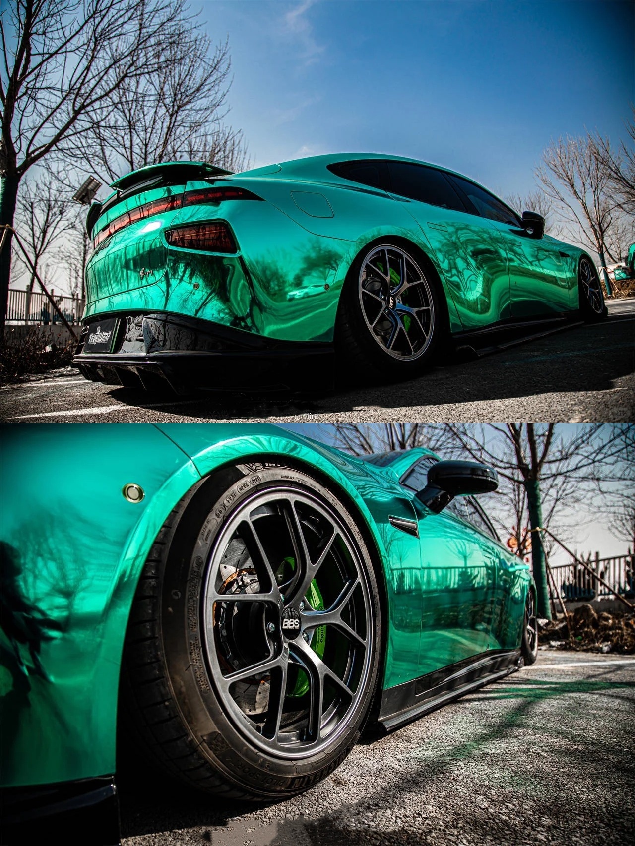 Ravoony Plus Glossy Chrome Mint Green Car Vinyl Wrap