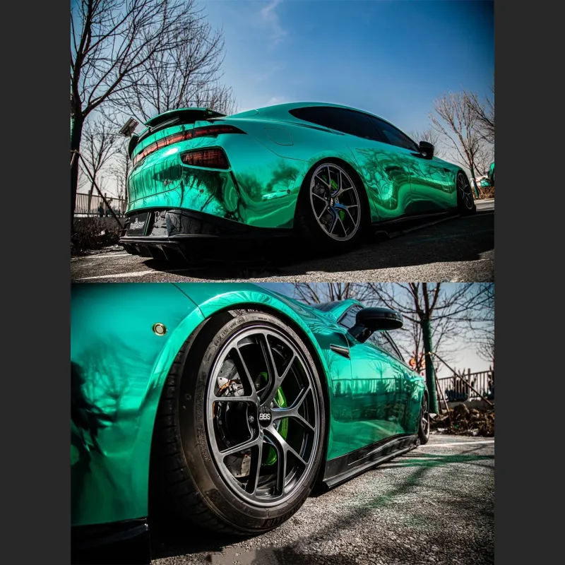 Ravoony Plus Glossy Chrome Mint Green Car Vinyl Wrap