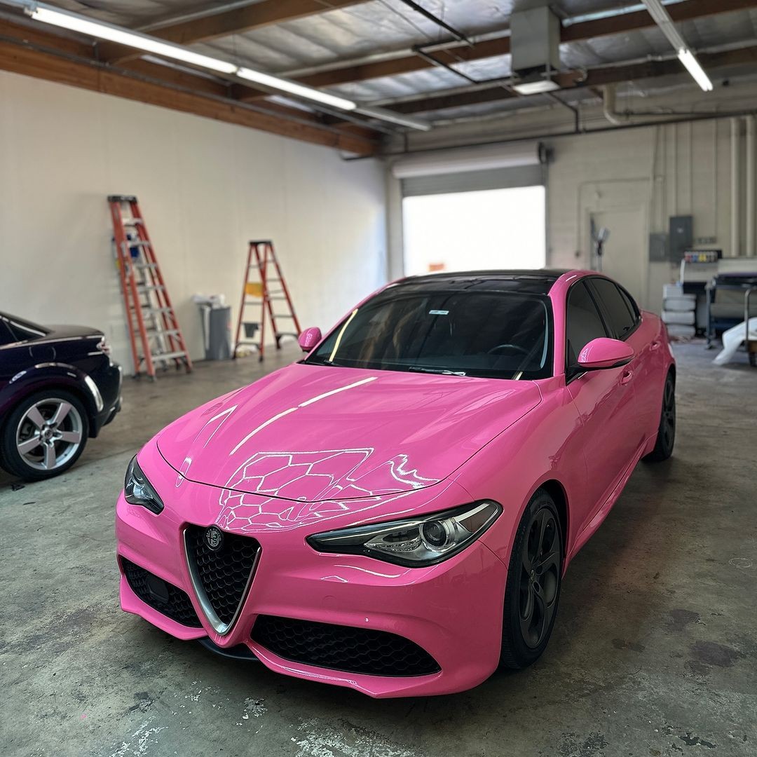 Ravoony Plus PET Glossy Princess Pink Vinyl Car Wrap 