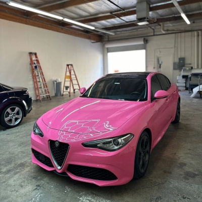 Ravoony Plus PET Glossy Princess Pink Vinyl Car Wrap  02