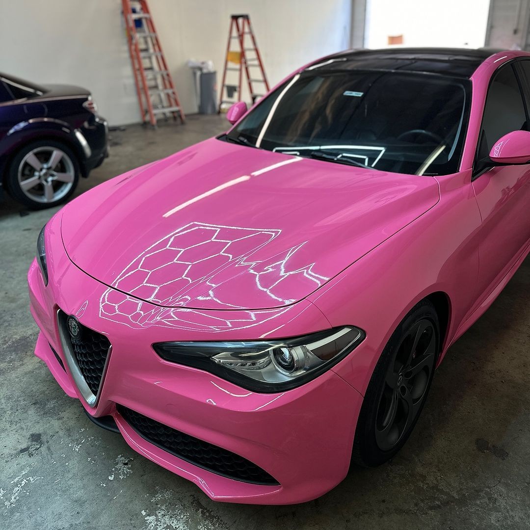 Ravoony Plus PET Glossy Princess Pink Vinyl Car Wrap 