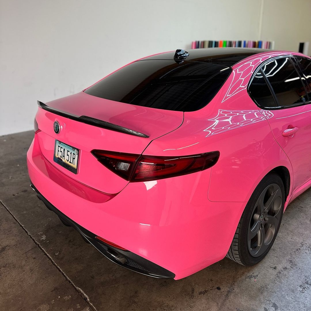 Ravoony Plus PET Glossy Princess Pink Vinyl Car Wrap 